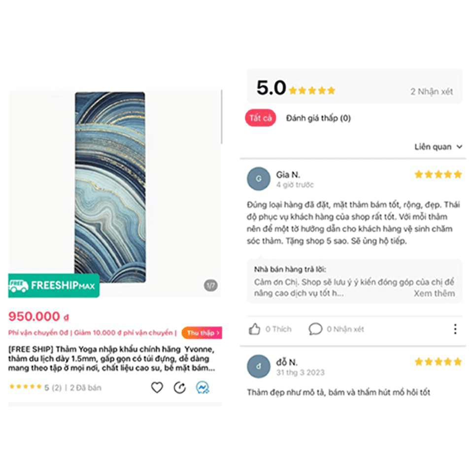 review thảm tập yoga yvonne