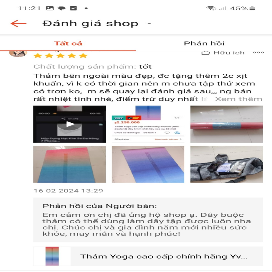 review thảm yoga yvonne