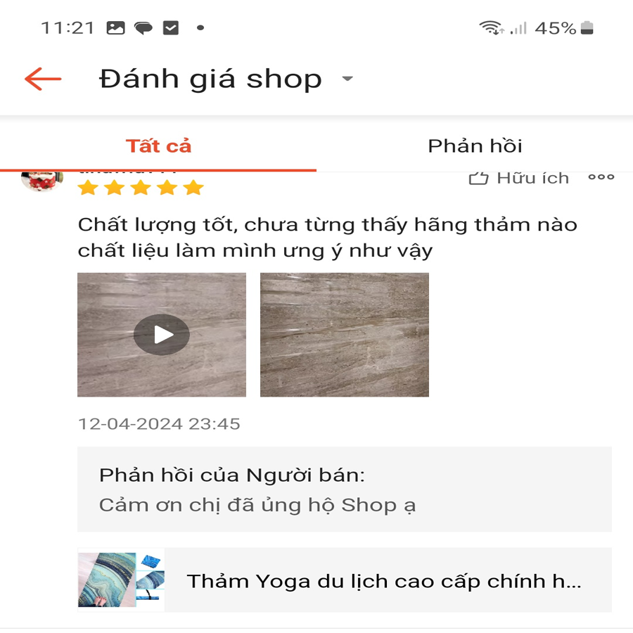 review thảm yoga yvonne