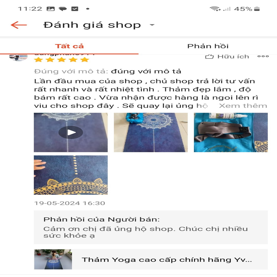 review thảm yoga yvonne