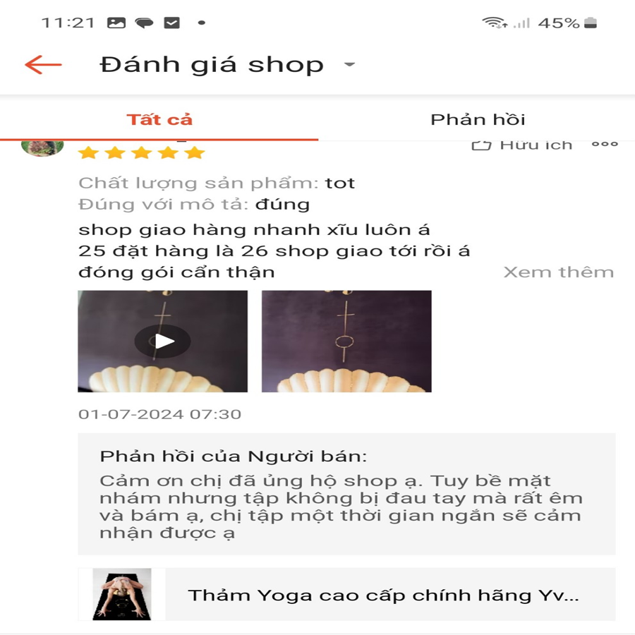reivew thảm yoga yvonne
